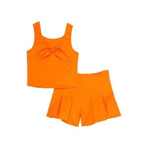 HABITUAL girl Girls Tie Front Shorts Set (Big Kids) Orange 14 (Big Kids)